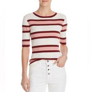 Frame Pink and White Ribbed Top Size Small